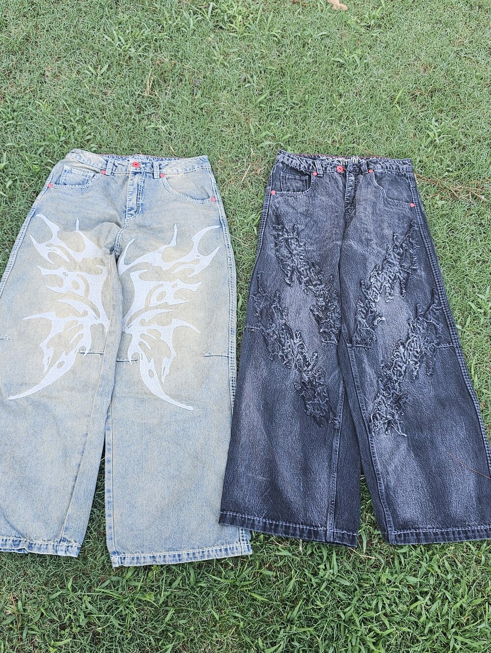 Zumiez Vitriol Jeans Cyberfly Wide Leg Verona Woman Sz 4 Patchwork Embroidered